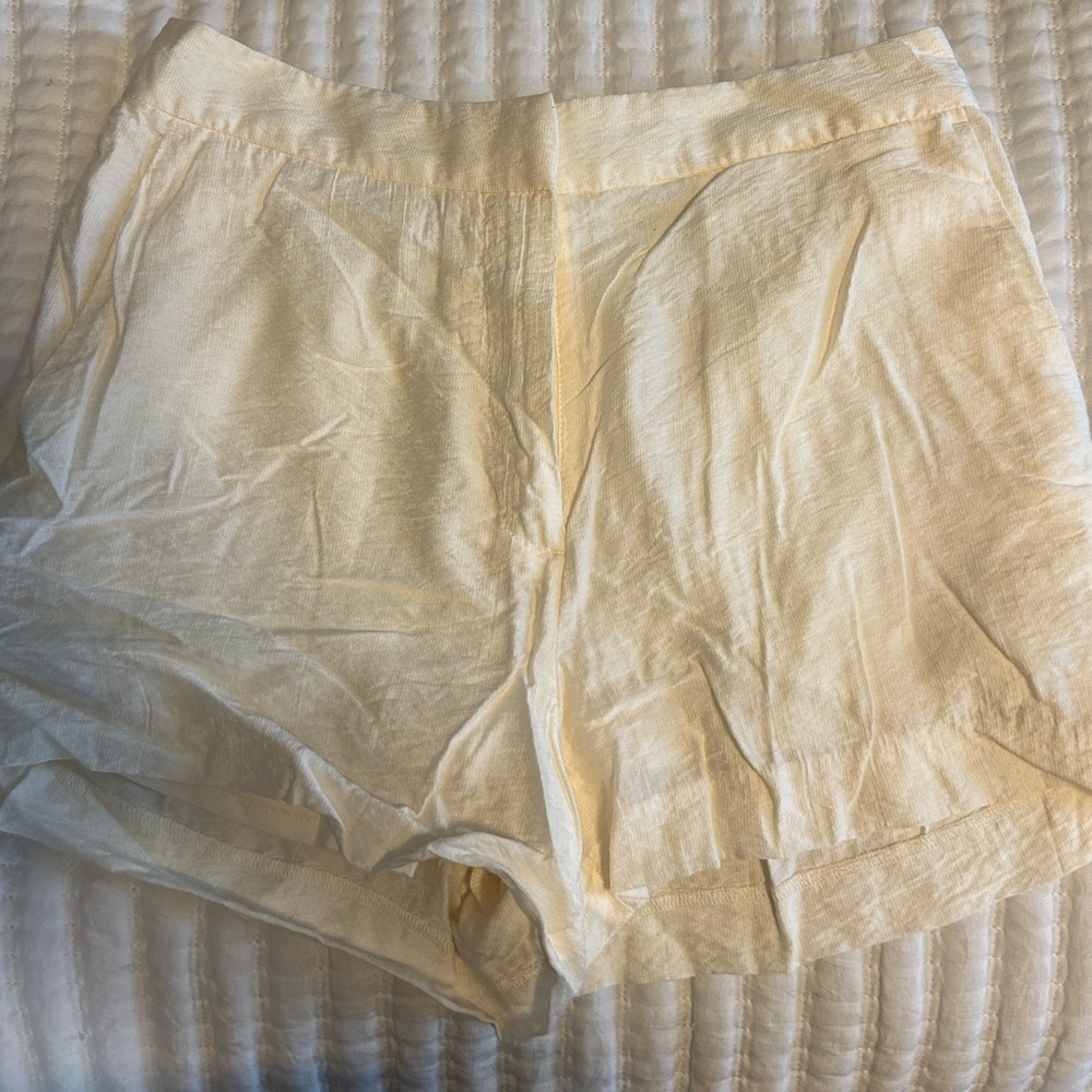 Cream linen shorts